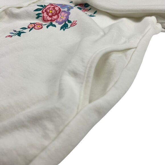 Vtg Blair Cardigan 2XL White Jade Floral Embroidered Knit Grandmacore Cozy Chic - Picture 5 of 9